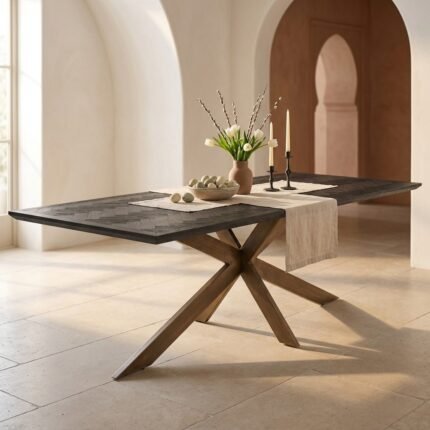 Dining Table with Black Metal