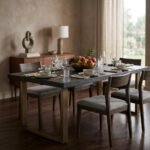 PRITI Dining Table with Black Brass Accents - Image 3