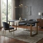PRITI Dining Table with Black Brass Accents