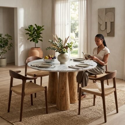 PRITI Handicraft Brown Dining Table (Solid Mango Wood )