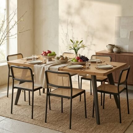 PRITI Wooden Arcadia Dining Table (Solid Wood)