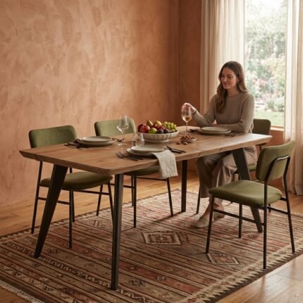 PRITI Wooden Arcadia Dining Table (Solid Wood)