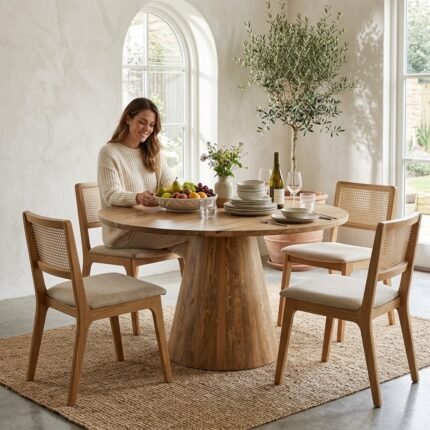 PRITI Wooden Dining Table (Solid Mango Wood)