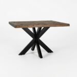 Dining Table in Wood, Brown Metal - Image 7