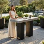 Outdoor Bar Table Grey Contemporary - Priti - Image 2