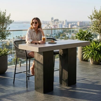 Outdoor Bar Table Grey Contemporary – Priti