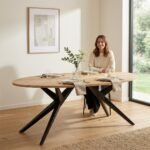 PRITI Oval Dining Table Wood Top - Image 2