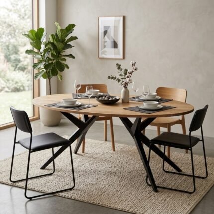 PRITI Oval Dining Table Wood Top