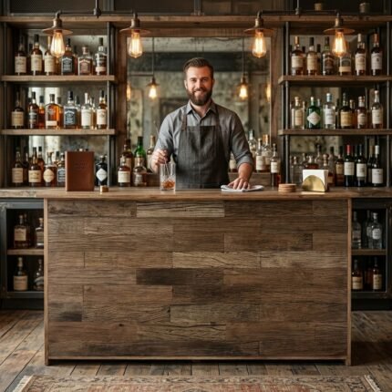 PRITI Counter made of recycled wood