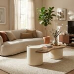 PRITI Witte salontafel met houten
