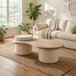 PRITI Witte salontafel met houten