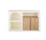 PRITI Lage crèmekleurige sideboard boekenkast met 2 deuren en 1 nis