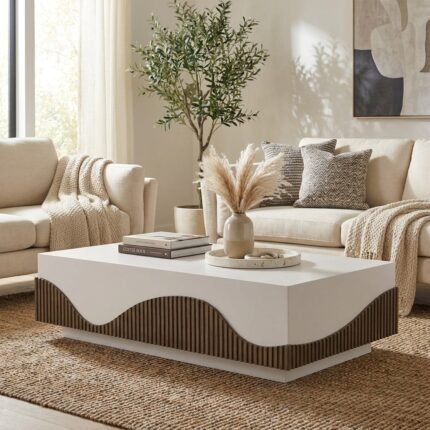 Exclusive PRITI Rectangle Coffee Table - White Outdoor Coffee Table