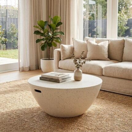 WHITE MAGNESIUM FIBER COFFEE TABLE