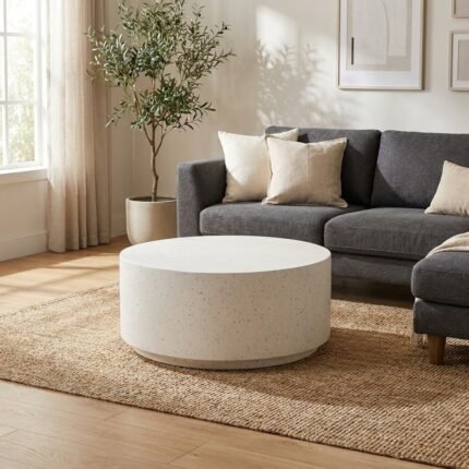 PRITI WHITE MAGNESIUM FIBER COFFEE TABLE 90 X 90 X 40 CM