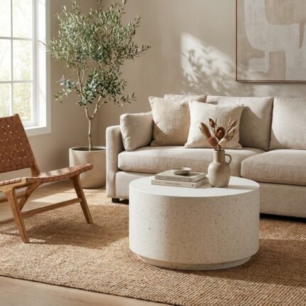 WHITE MAGNESIUM FIBER COFFEE TABLE 70 X 70 X 40 CM