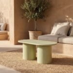 Round Side Table in Raw Green