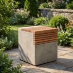 Exclusive Cascata Concrete Wooden Side Table - Image 4