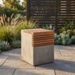 Exclusive Cascata Concrete Wooden Side Table