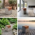 Exclusive Cascata Concrete Wooden Side Table - Image 3
