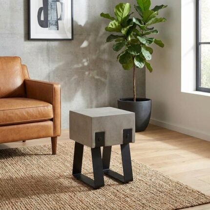 Exclusive Concrete Side Table with metal legs – Priti