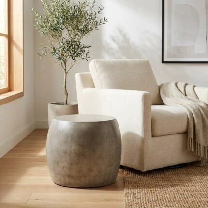 Pebble Concrete Oval End Table – Priti