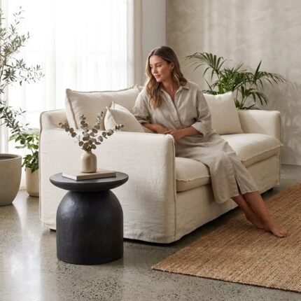 PRITI Concrete Side Table Black