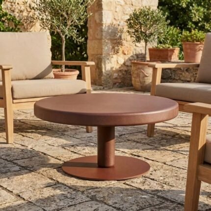 Concrete Low Coffee Table Color Red Cement -PRITI