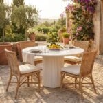 contemporary terrazzo countertop solid wood round dining table - PRITI - Image 2