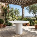 contemporary terrazzo countertop solid wood round dining table - PRITI - Image 4