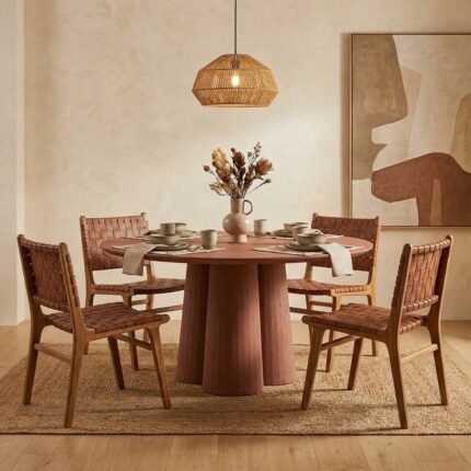 Irvine Concrete Dining Table Red Cement Handmade