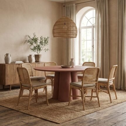Irvine Concrete Dining Table Red Cement Handmade