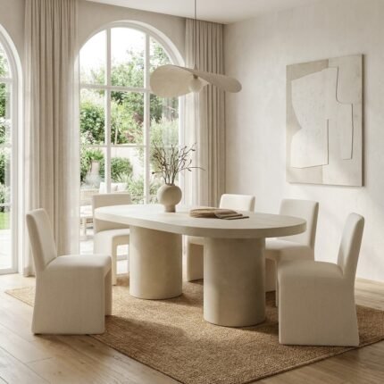 White Concrete Dining Table