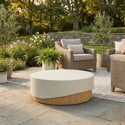 Exclusive Patras Coffee Table Concrete Design for Indoor Outdoor Use