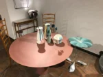 PRITI Irvine Concrete Circular Dining Table Red Cement Handmade