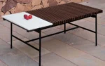 PRITI Covent Garden Outdoor Coffee Table | Wooden & Marble Finish Teapoy For Home