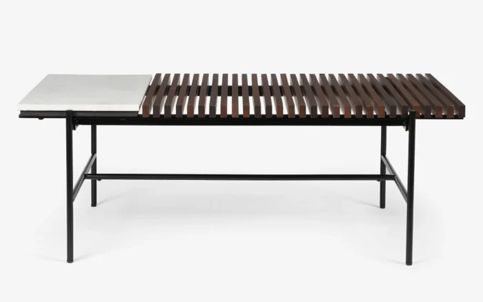 PRITI Covent Garden Outdoor Coffee Table | Wooden & Marble Finish Teapoy For Home