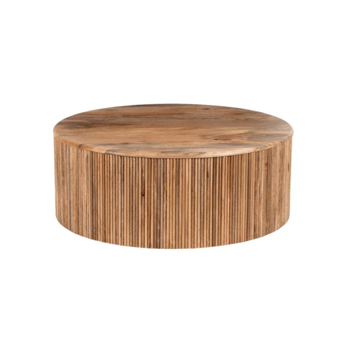PRITI Ribbed Coffee Table for Living Room | Wooden Central Desk