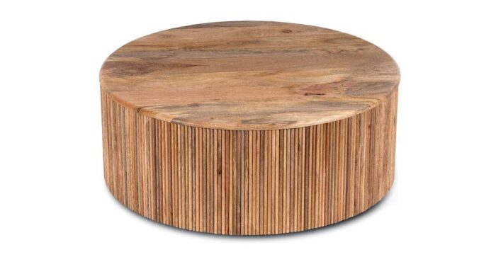 PRITI Ribbed Coffee Table for Living Room | Wooden Central Desk