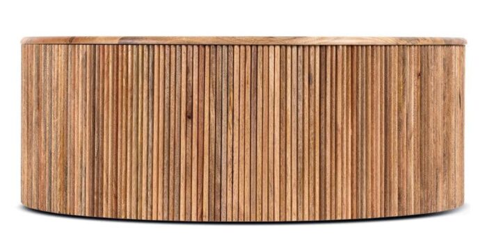 PRITI Ribbed Coffee Table for Living Room | Wooden Central Desk