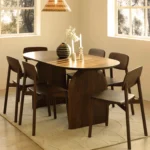 PRITI 6 Seater Modern Designed Wooden Dining Table | Oval Shape Table For Dining Room