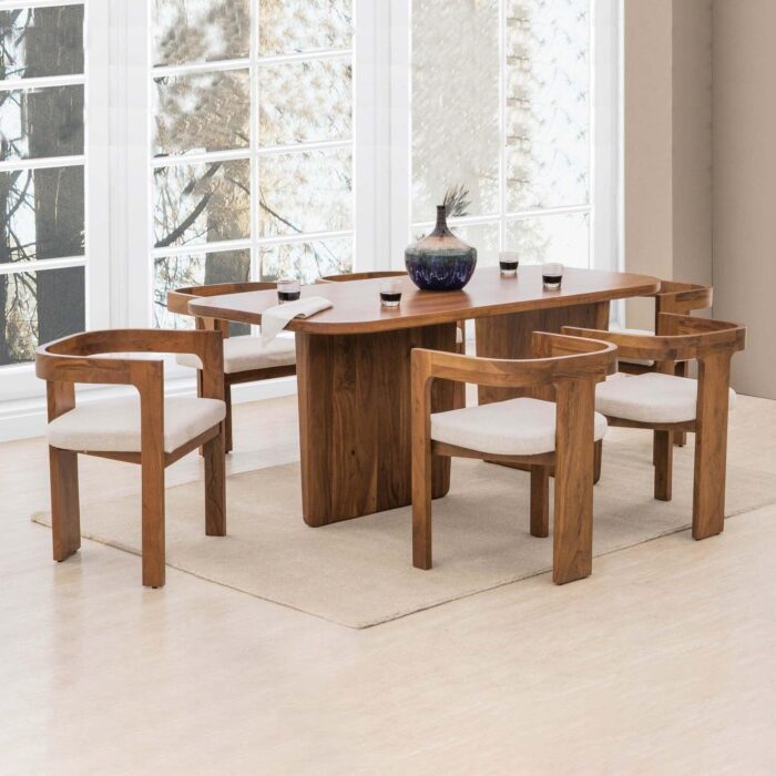 PRITI Attica Dining Table With 6 Anish Chairs For Home Decor