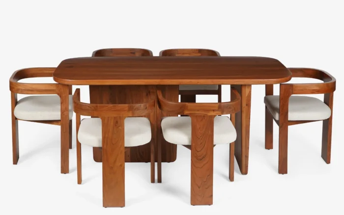 PRITI Attica Dining Table With 6 Anish Chairs For Home Decor