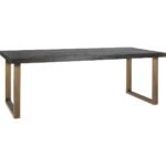 Table à manger en bois et laiton noir PRITI, Table with Black Brass Accents