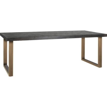 Table à manger en bois et laiton noir PRITI, Table with Black Brass Accents