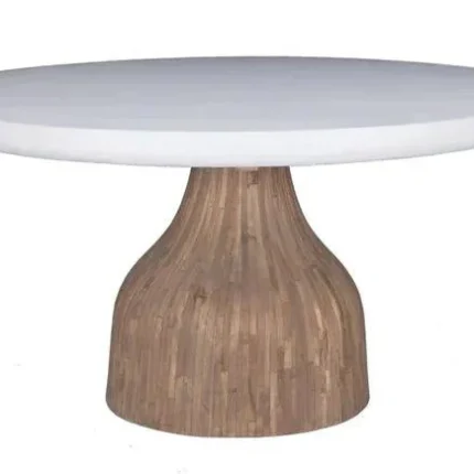 PRITI Halo Pedestal Base Indoor - Outdoor 60'' Round Dining Table White