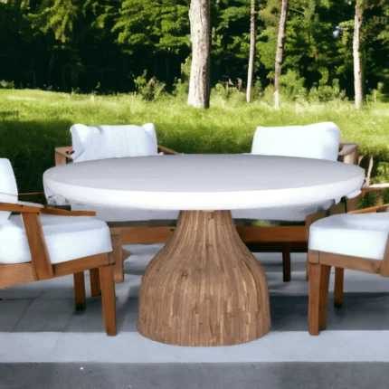 PRITI Halo Pedestal Base Indoor - Outdoor 60'' Round Dining Table White