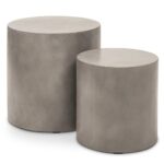 PRITI Una Concrete Round Garden Stools (Set of 2)