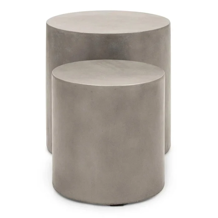 PRITI Una Concrete Round Garden Stools (Set of 2)