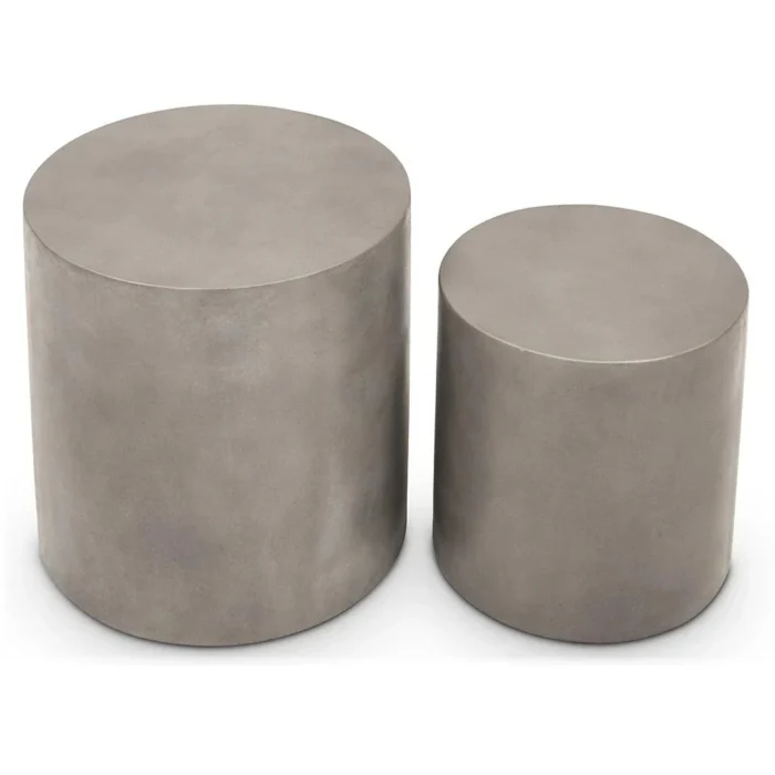 PRITI Una Concrete Round Garden Stools (Set of 2)